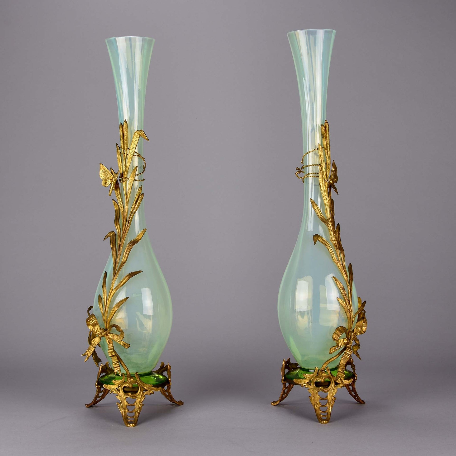  Opaline Vases with Gilt Mounts - French Vases - Hickmet Fine Arts 
