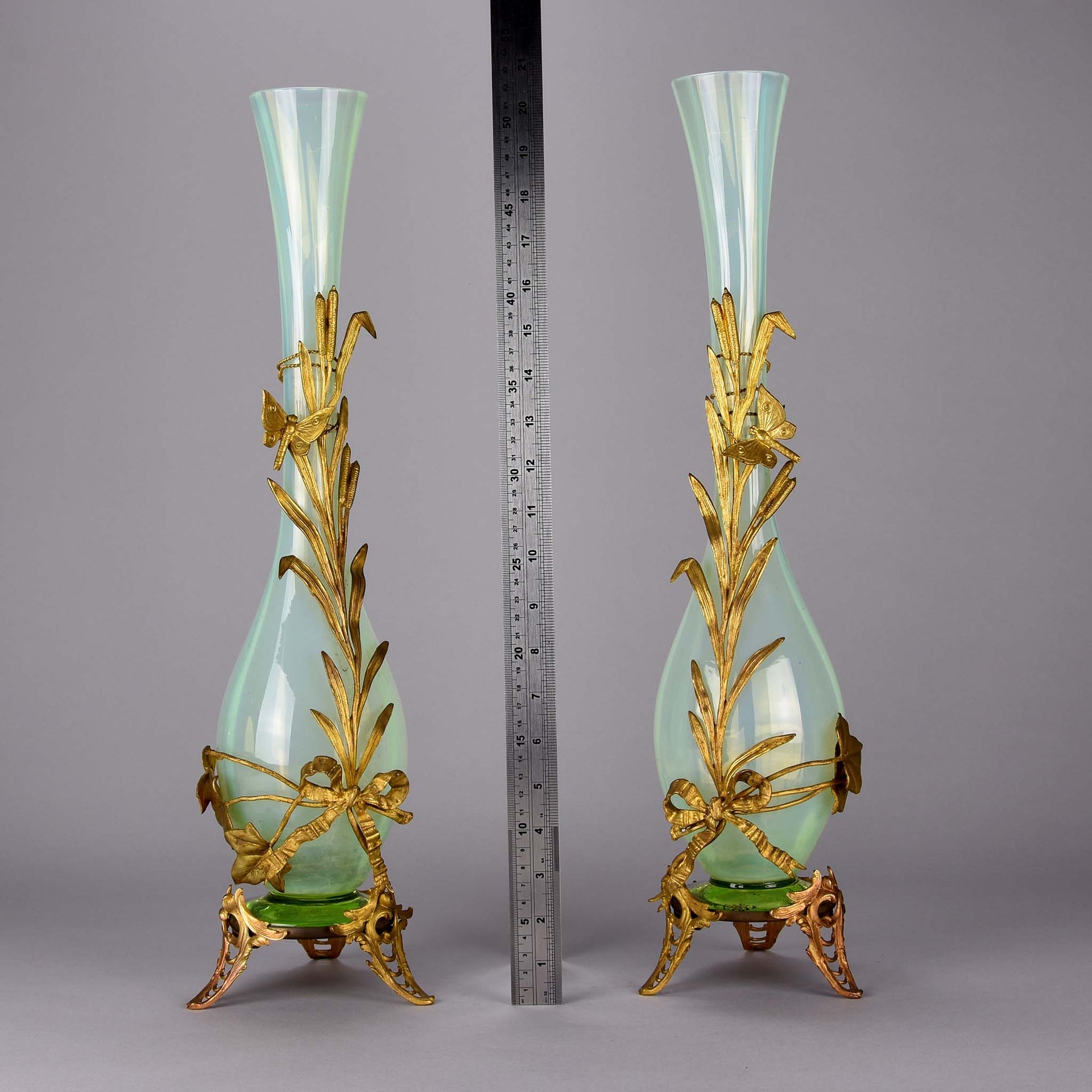  Opaline Vases with Gilt Mounts - French Vases - Hickmet Fine Arts 