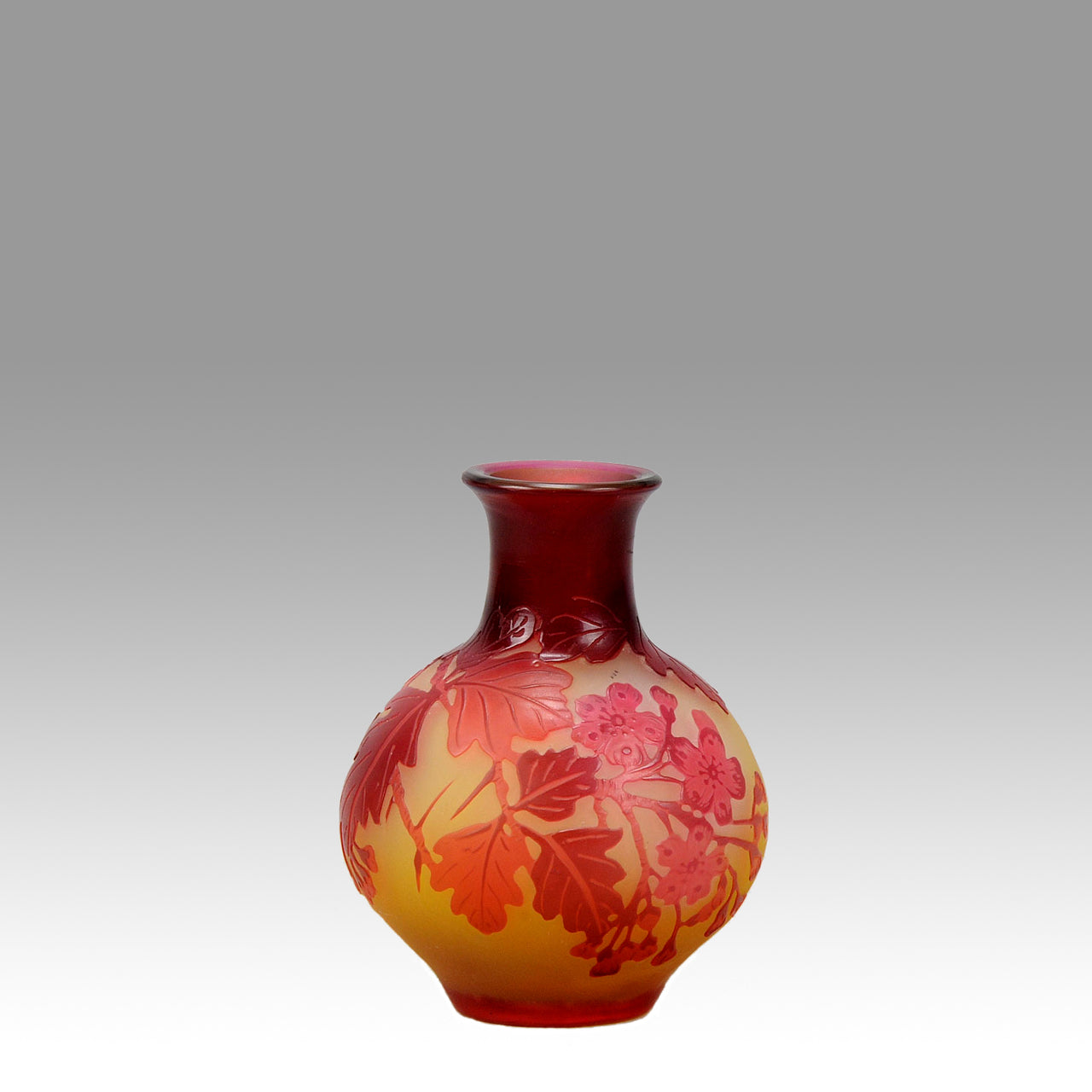 Emile Gallé Art Nouveau Glass Red Bulbous Vase