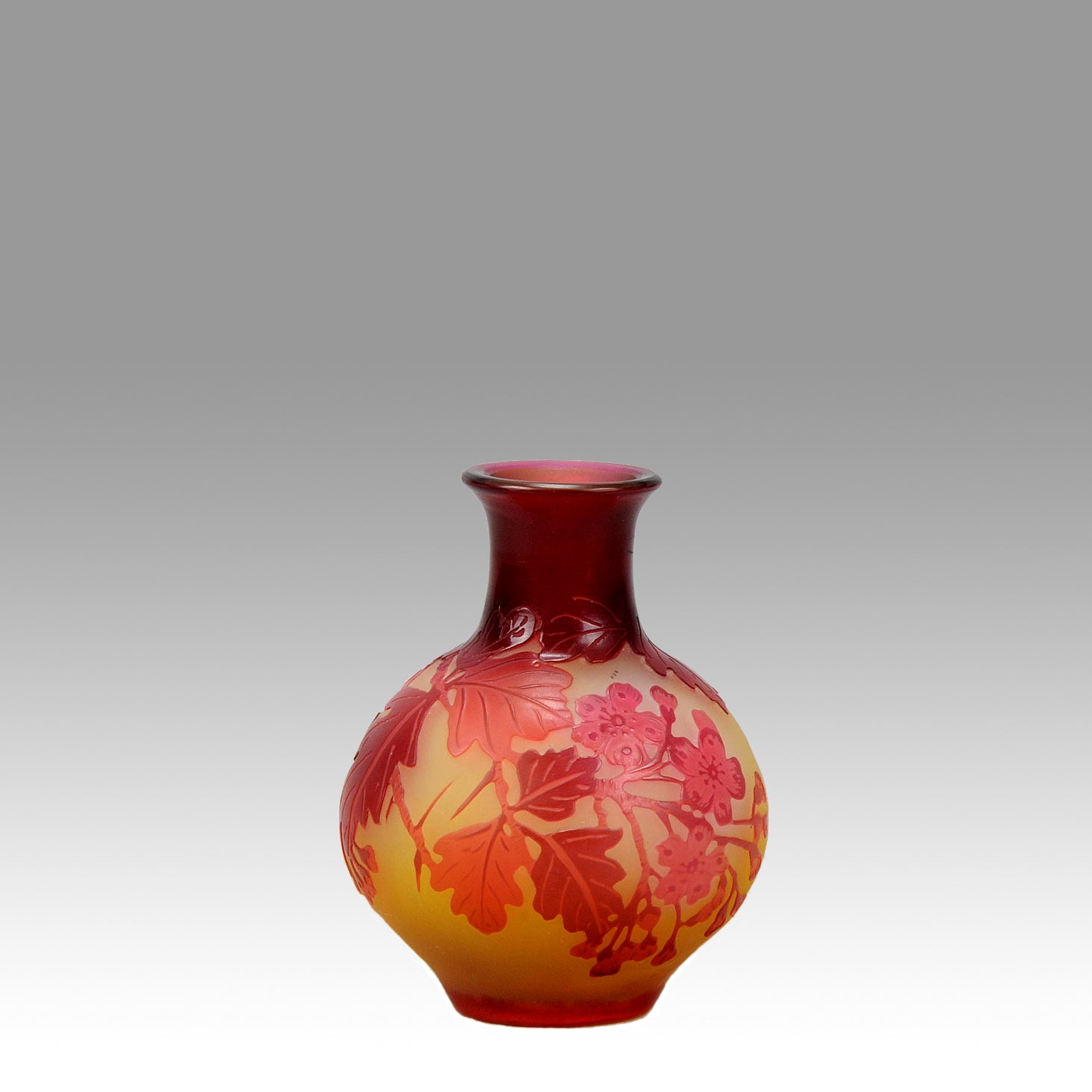 Emile Gallé Art Nouveau Glass Red Bulbous Vase