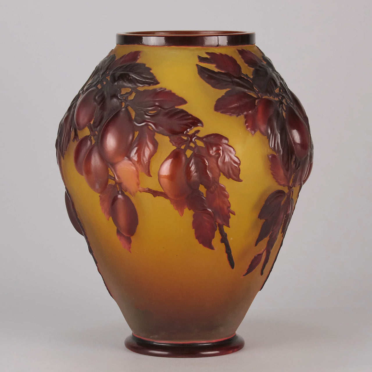 "Soufflé Plums Vase" by Emile Gallé