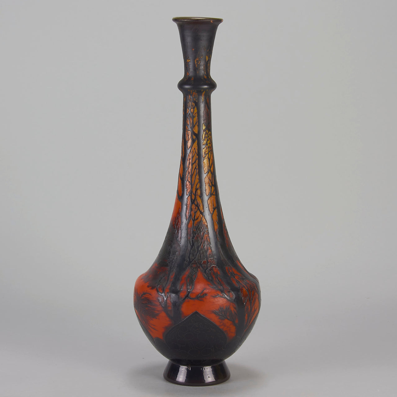 Carved Cameo Swans Vase - Emile Galle Glass - Hickmet Fine Arts