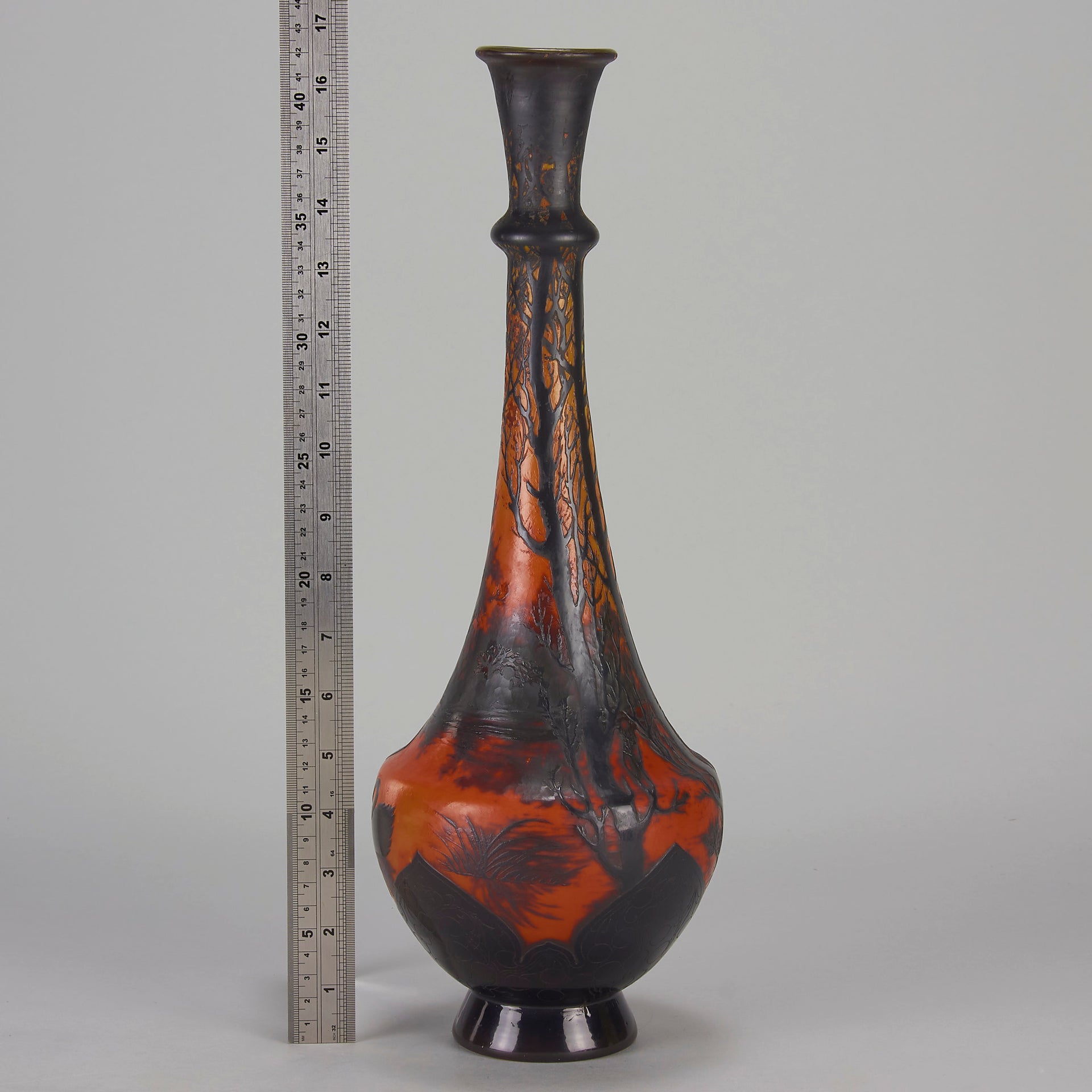 Carved Cameo Swans Vase - Emile Galle Glass - Hickmet Fine Arts