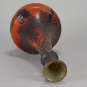 Carved Cameo Swans Vase - Emile Galle Glass - Hickmet Fine Arts