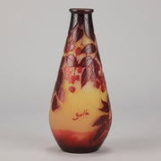 Emile Galle - Art Nouveau Glass - Galle vase - Slender Red Flower Vase - art nouveau glass vase – Hickmet Fine Arts