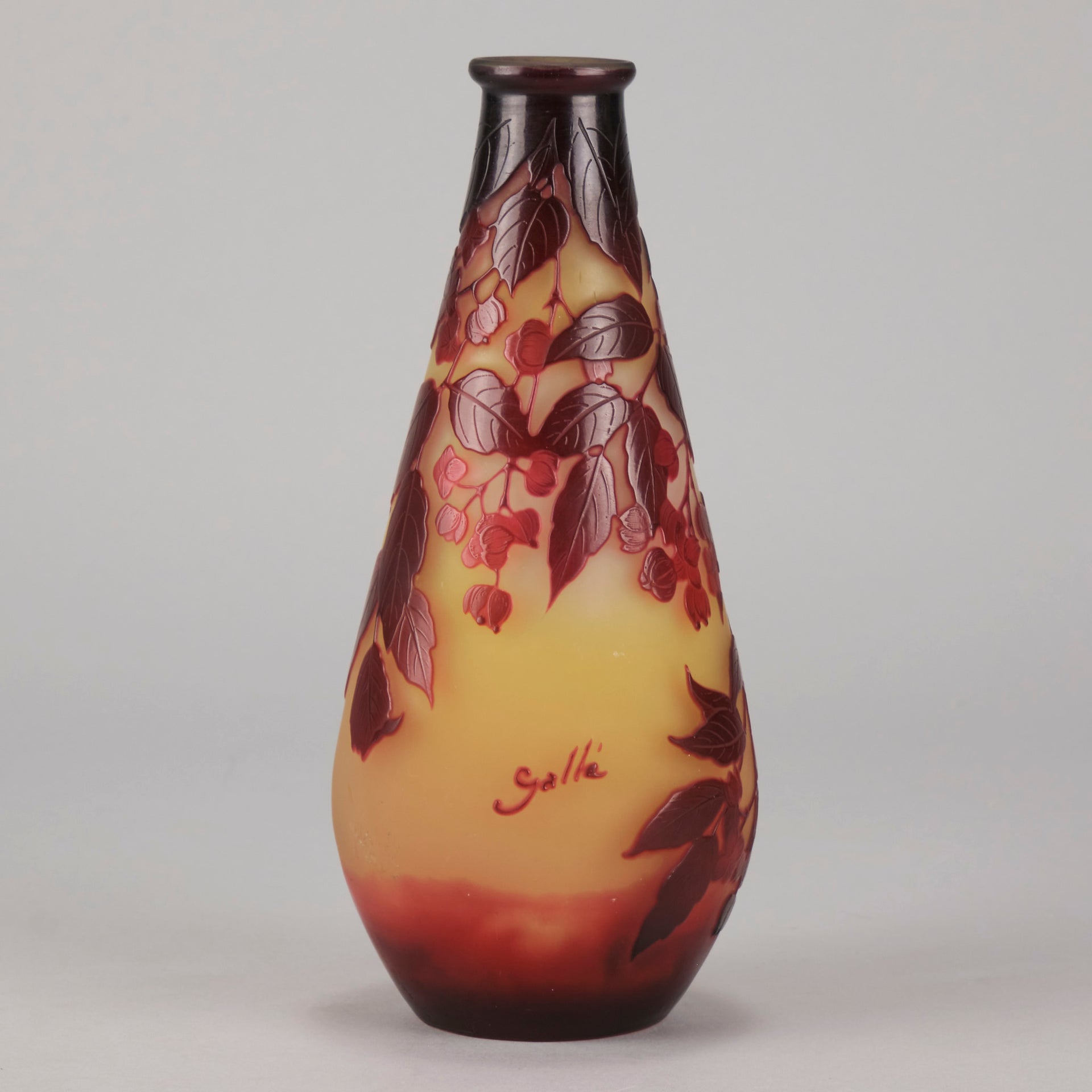 Emile Galle - Art Nouveau Glass - Galle vase - Slender Red Flower Vase - art nouveau glass vase – Hickmet Fine Arts