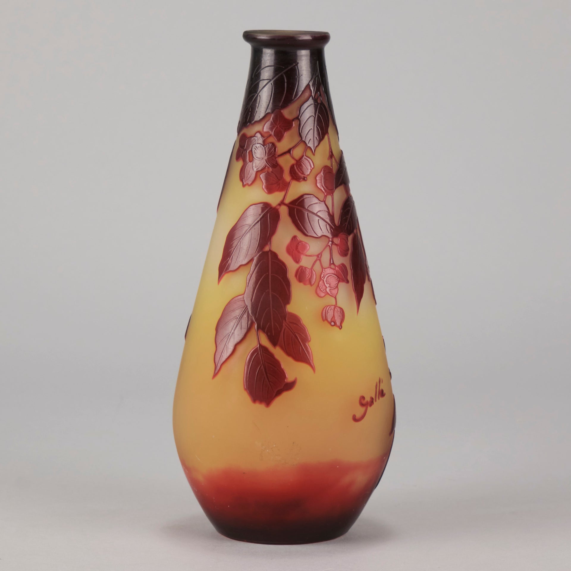 Emile Galle - Art Nouveau Glass - Galle vase - Slender Red Flower Vase - art nouveau glass vase – Hickmet Fine Arts