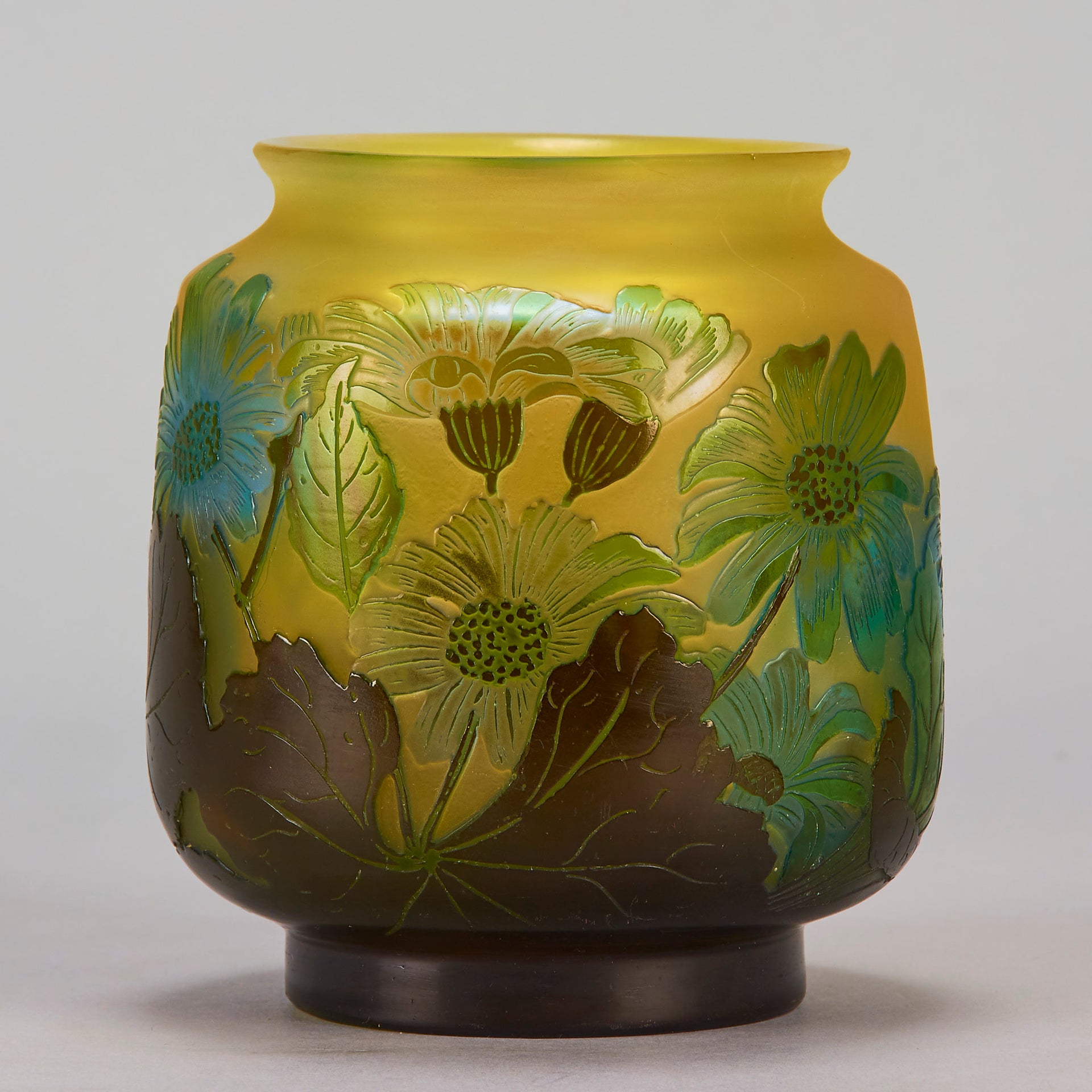 Square Floral Vase by Emile Gallé Glass - Hickmet Fine Arts