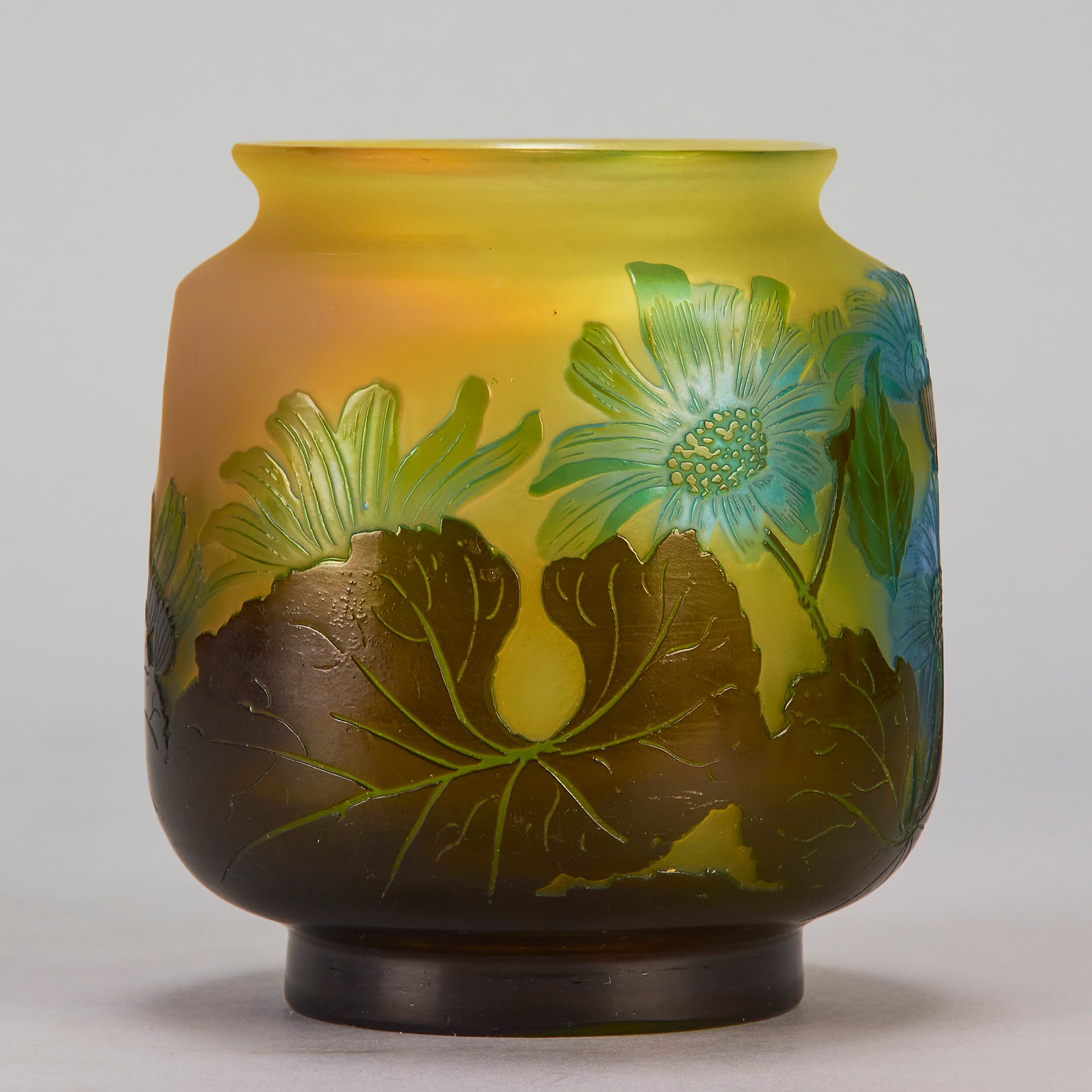 Square Floral Vase by Emile Gallé Glass - Hickmet Fine Arts