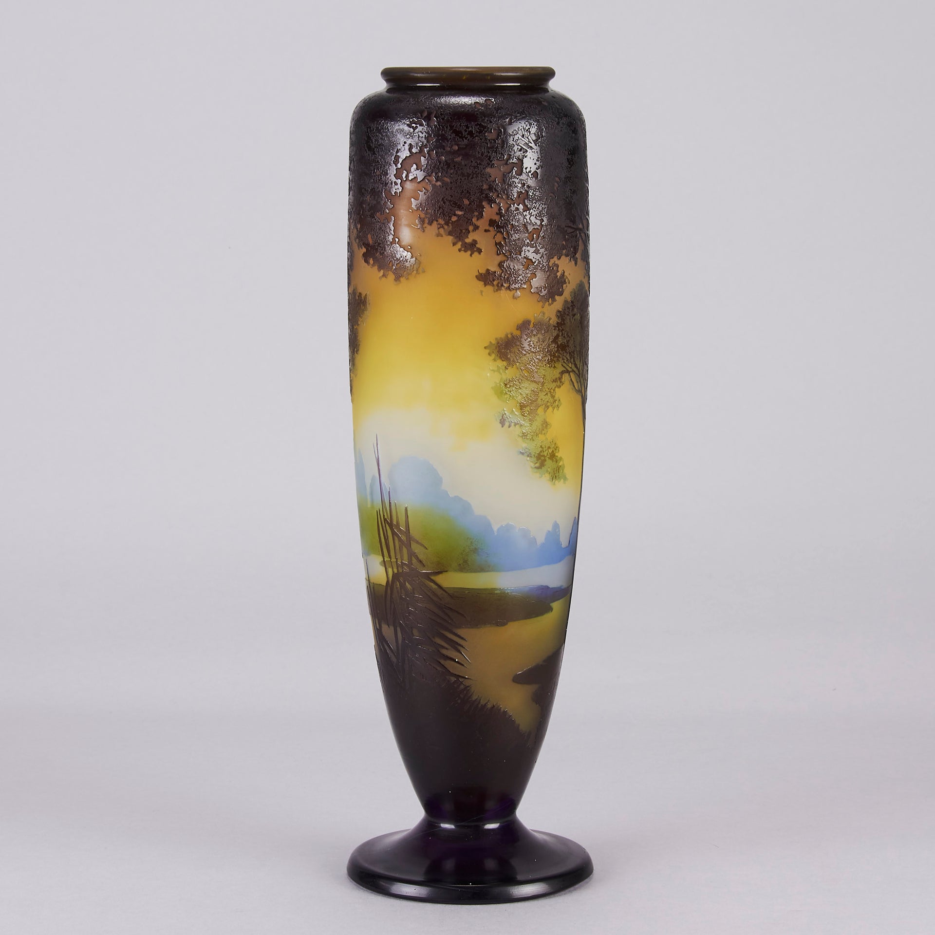 Galle Landscape Vase - Art Nouveau - Emile Galle Glass -  Hickmet Fine Arts 