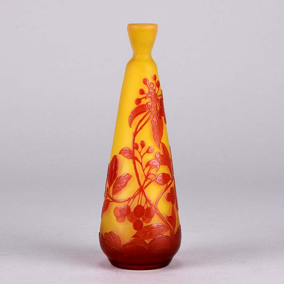 Emile Galle Vase - Art Nouveau Glass - Slender Vase - Hickmet Fine Arts