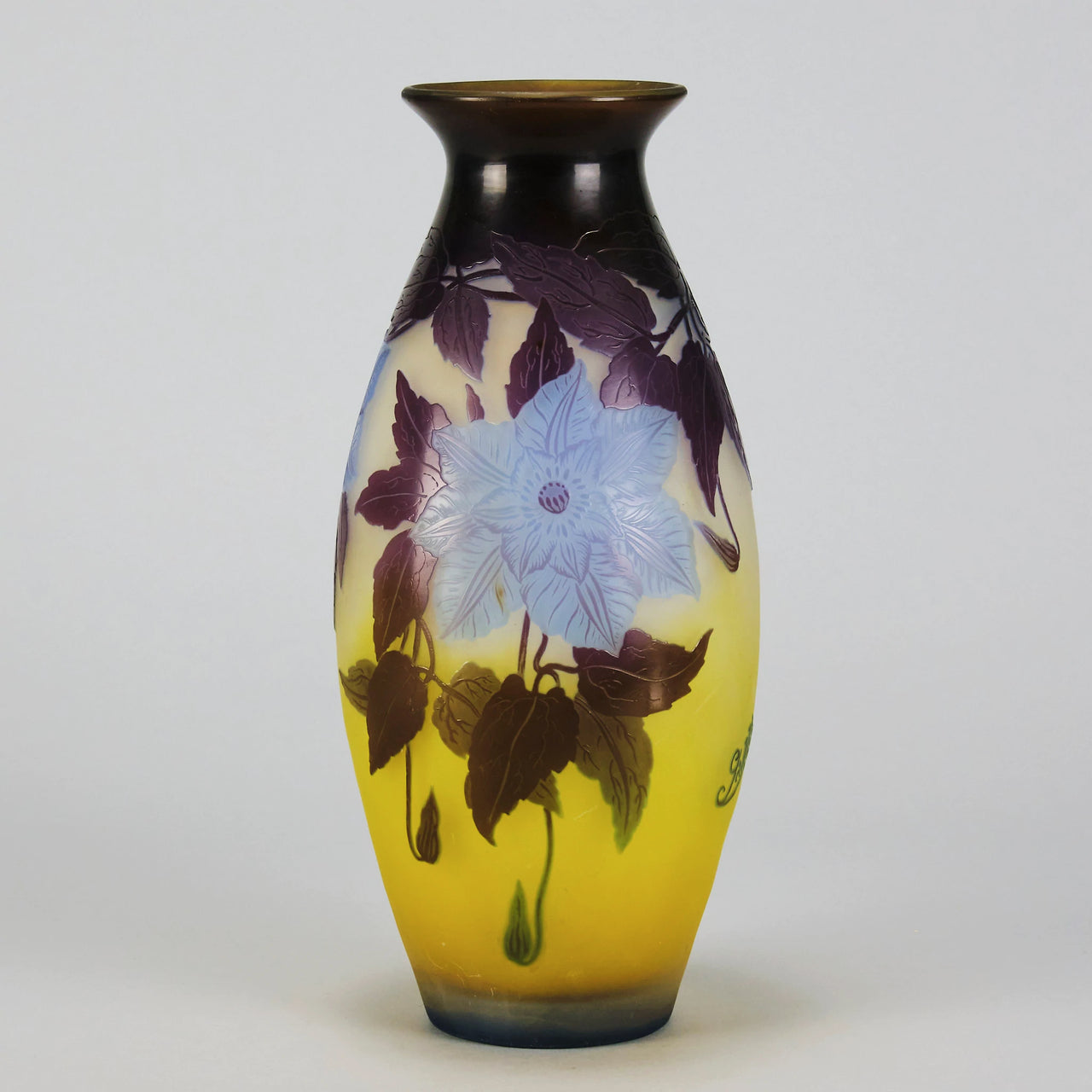 Emile Galle - Art Nouveau Glass - Galle vase - Blue Flower Vase - art nouveau glass vase – Hickmet Fine Arts