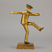 Art Deco Bronze Figurine Yo Yo by Gallo Gilt Bronze Sculpture of a young man dressed in period sailor boy attire performing tricks with his yo-yo whilst balancing on one leg. The figure with excellent hand carved detail and fine golden colour 