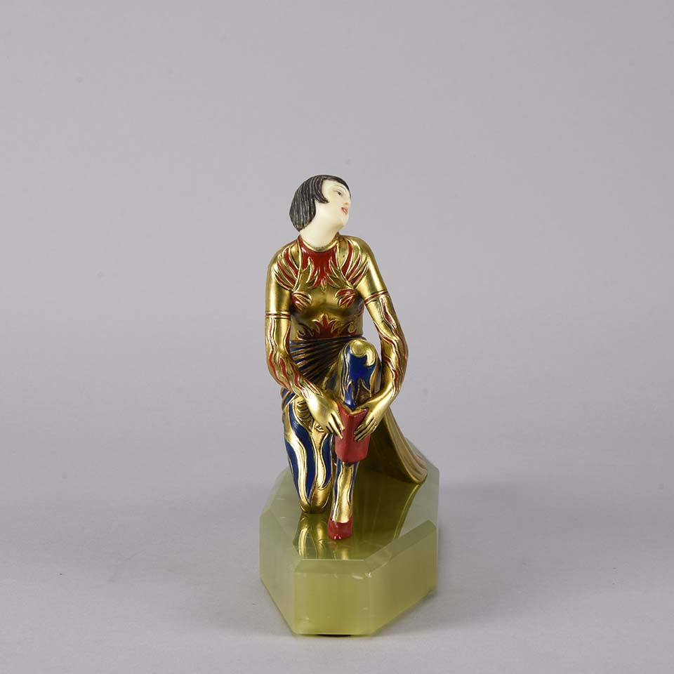 Gerdagp Art Deco Bronze & Ivory Statue