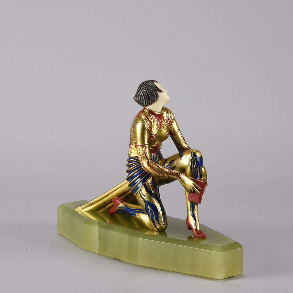 Gerdagp Art Deco Bronze & Ivory Statue