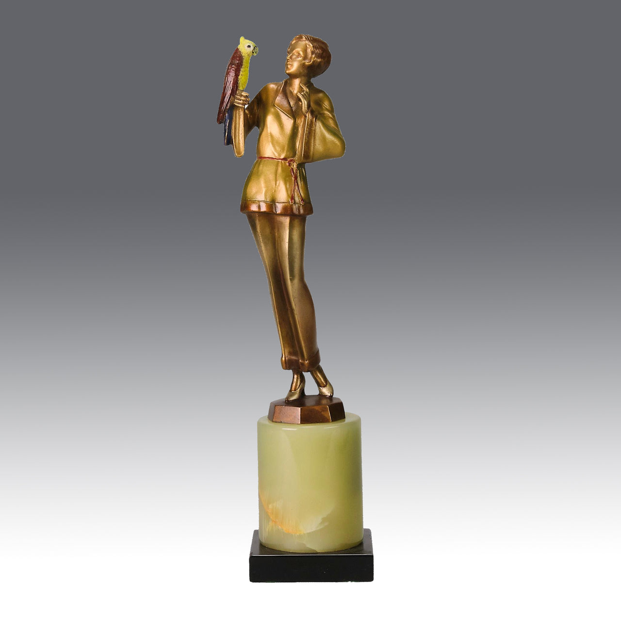 Josef Lorenzl - Girl With Parrot - Art deco figurines - Art Deco Sculpture - Art Deco Bronze Figurines - Art Deco Bronze Lady - Hickmet Fine Arts
