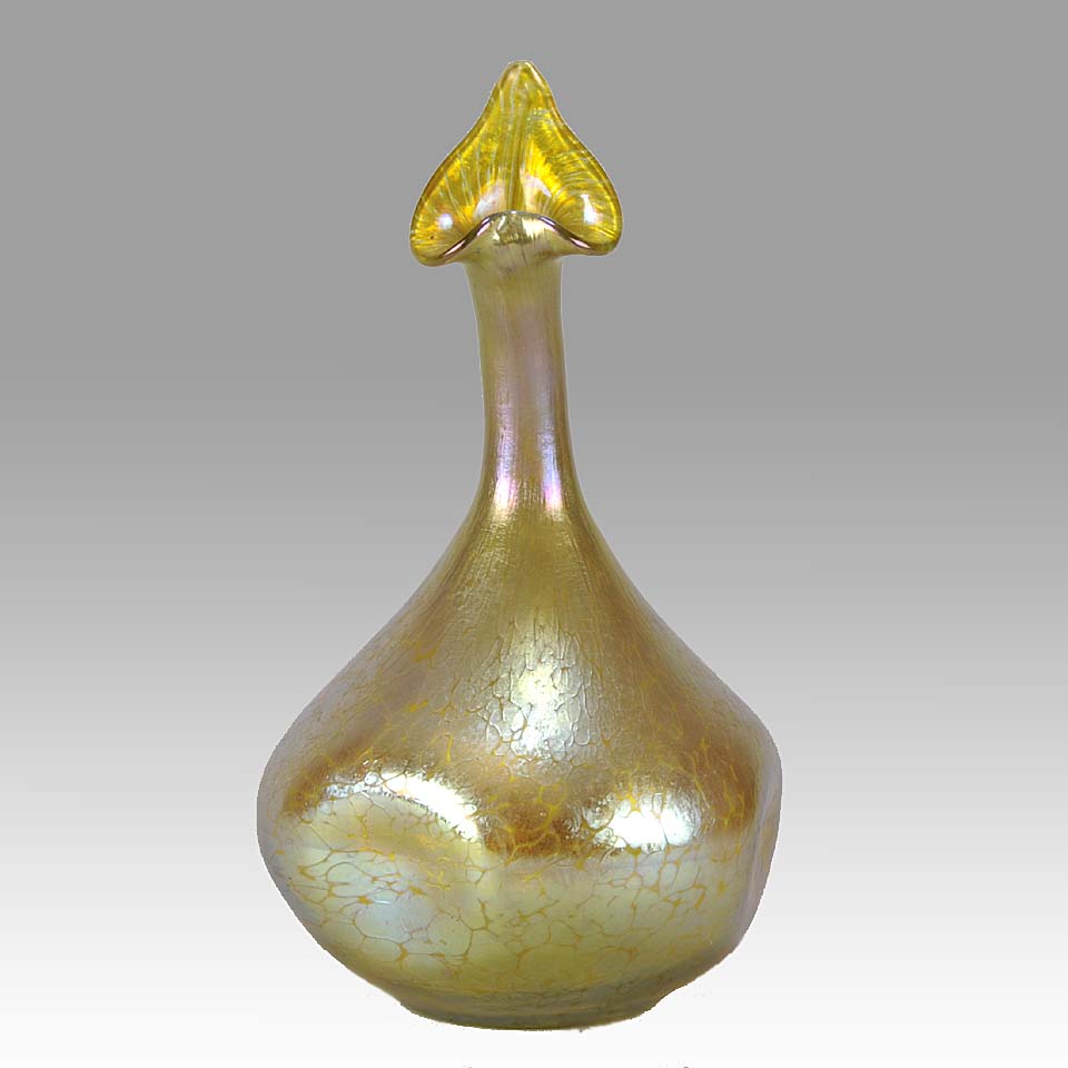 Golden Goose-neck Vase by Johann Loetz