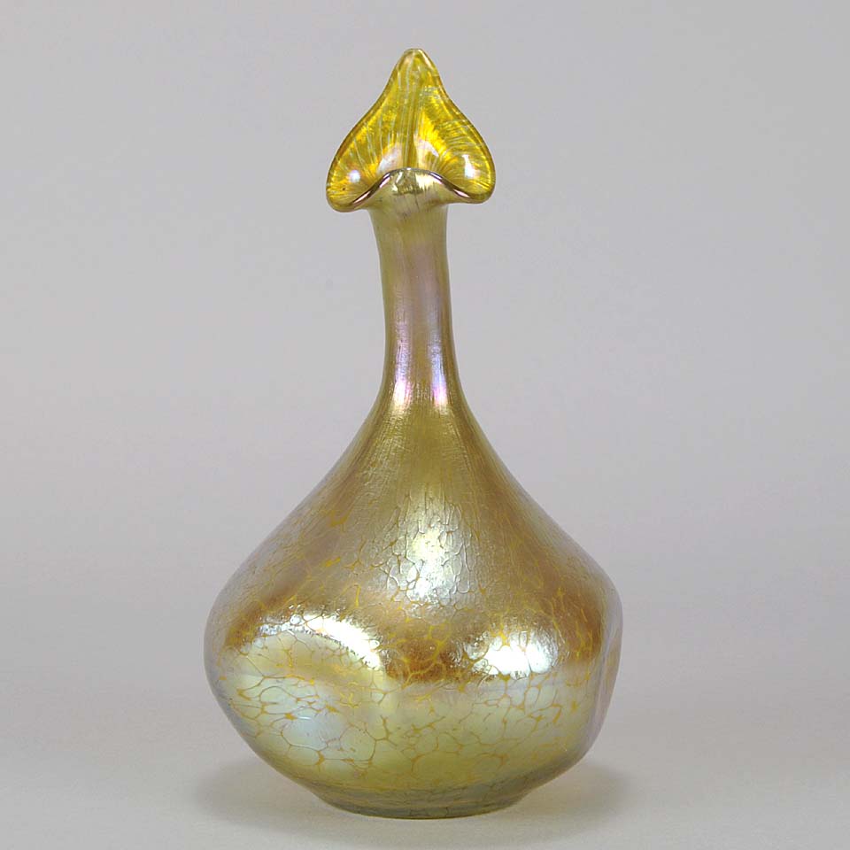 Golden Goose-neck Vase by Johann Loetz