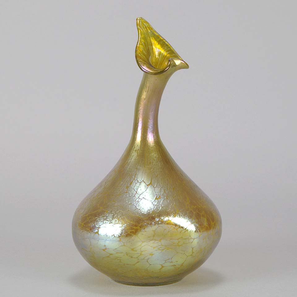 Golden Goose-neck Vase by Johann Loetz