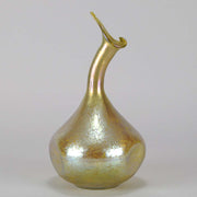 Golden Goose-neck Vase by Johann Loetz