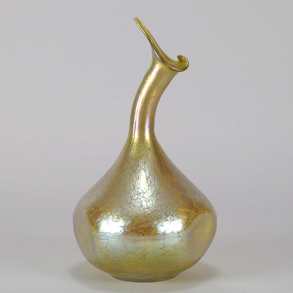 Golden Goose-neck Vase by Johann Loetz