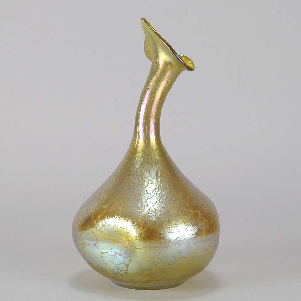 Golden Goose-neck Vase by Johann Loetz