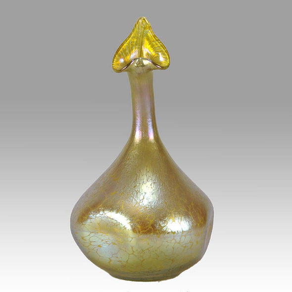 Golden Goose-neck Vase by Johann Loetz