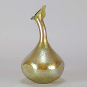 Golden Goose-neck Vase by Johann Loetz