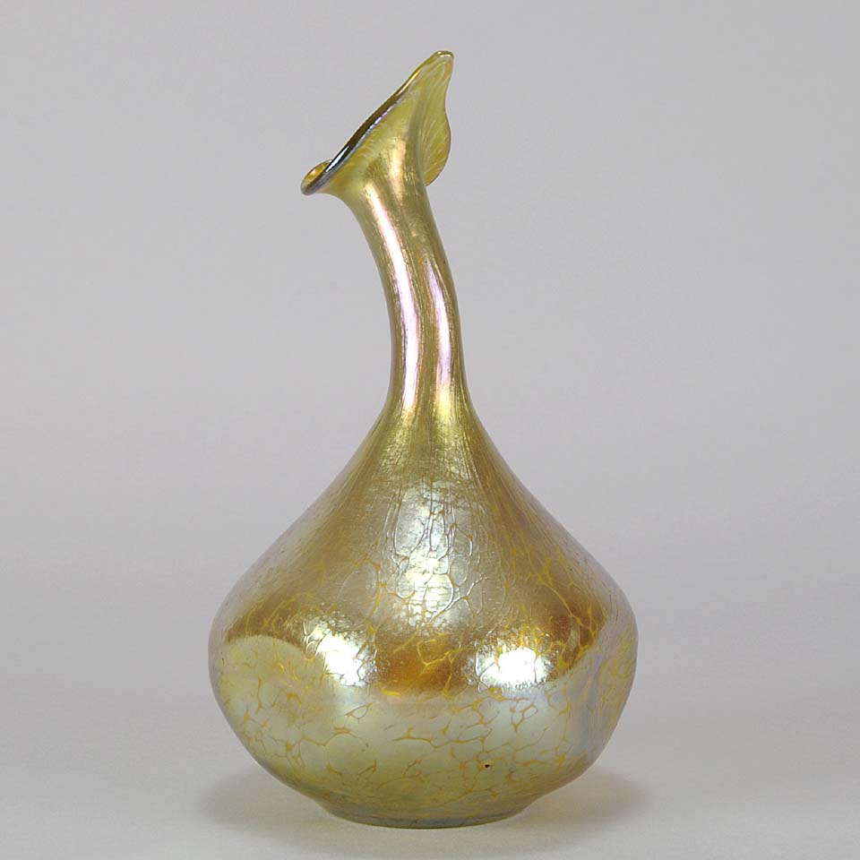 Golden Goose-neck Vase by Johann Loetz