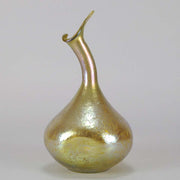 Golden Goose-neck Vase by Johann Loetz
