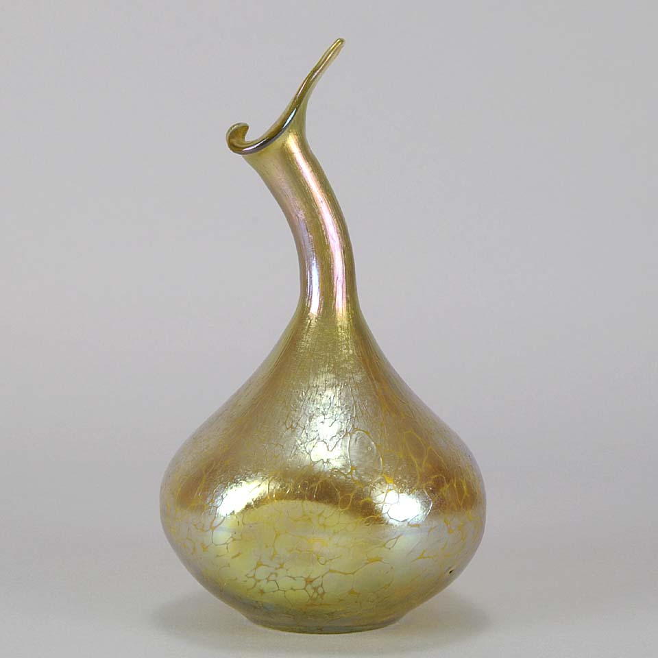 Golden Goose-neck Vase by Johann Loetz