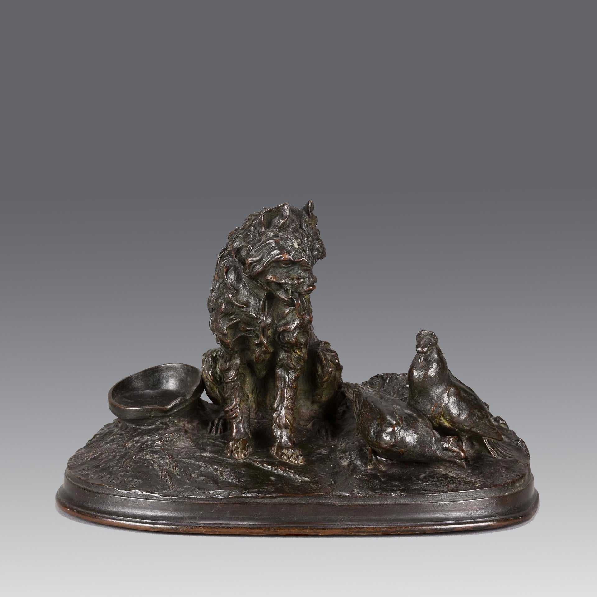 Chien et Pigeon -Pierre Jules Mene Bronze - Hickmet Fine Arts