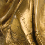 Art Nouveau Dancer by Hermann Eichberg an attractive late 19th Century Art Nouveau gilt bronze study of a beauty dressed in period attire with her hair tied back enjoying a dance.