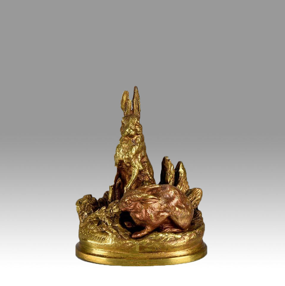 "Deux Lièvres" by Alfred Dubucand