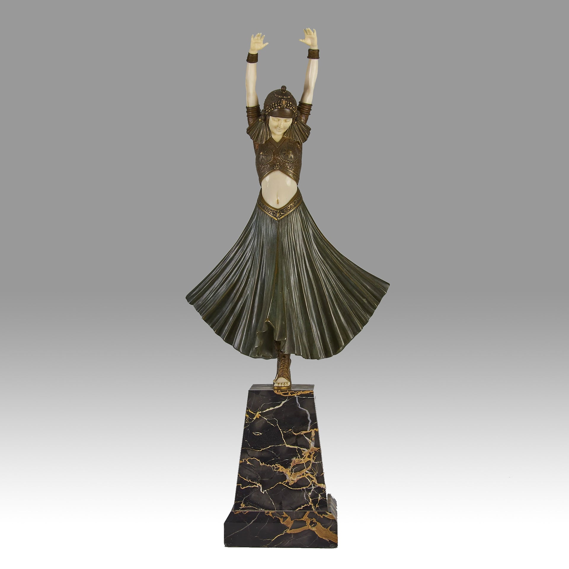 Chiparus Hindu Dancer Chryselephantine - Art Deco sculptures for sale - Deco Bronze - Chiparus Bronze - Hickmet Fine Arts