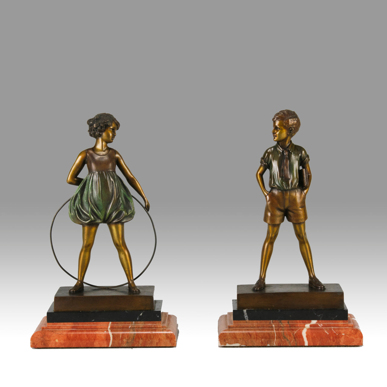 Hoop Girl and Sonny Boy - Ferdinand Preiss - Preiss Powder Puff Art Deco Sculpture Ferdinand Preiss -  Hickmet Fine Arts 