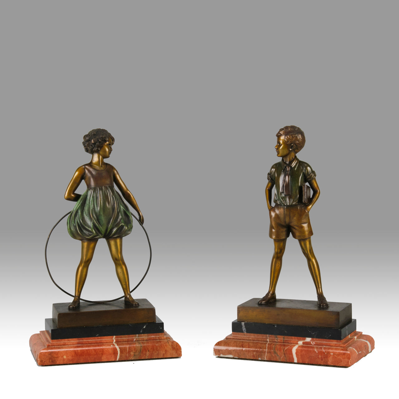 Hoop Girl and Sonny Boy - Ferdinand Preiss - Preiss Powder Puff Art Deco Sculpture Ferdinand Preiss -  Hickmet Fine Arts 