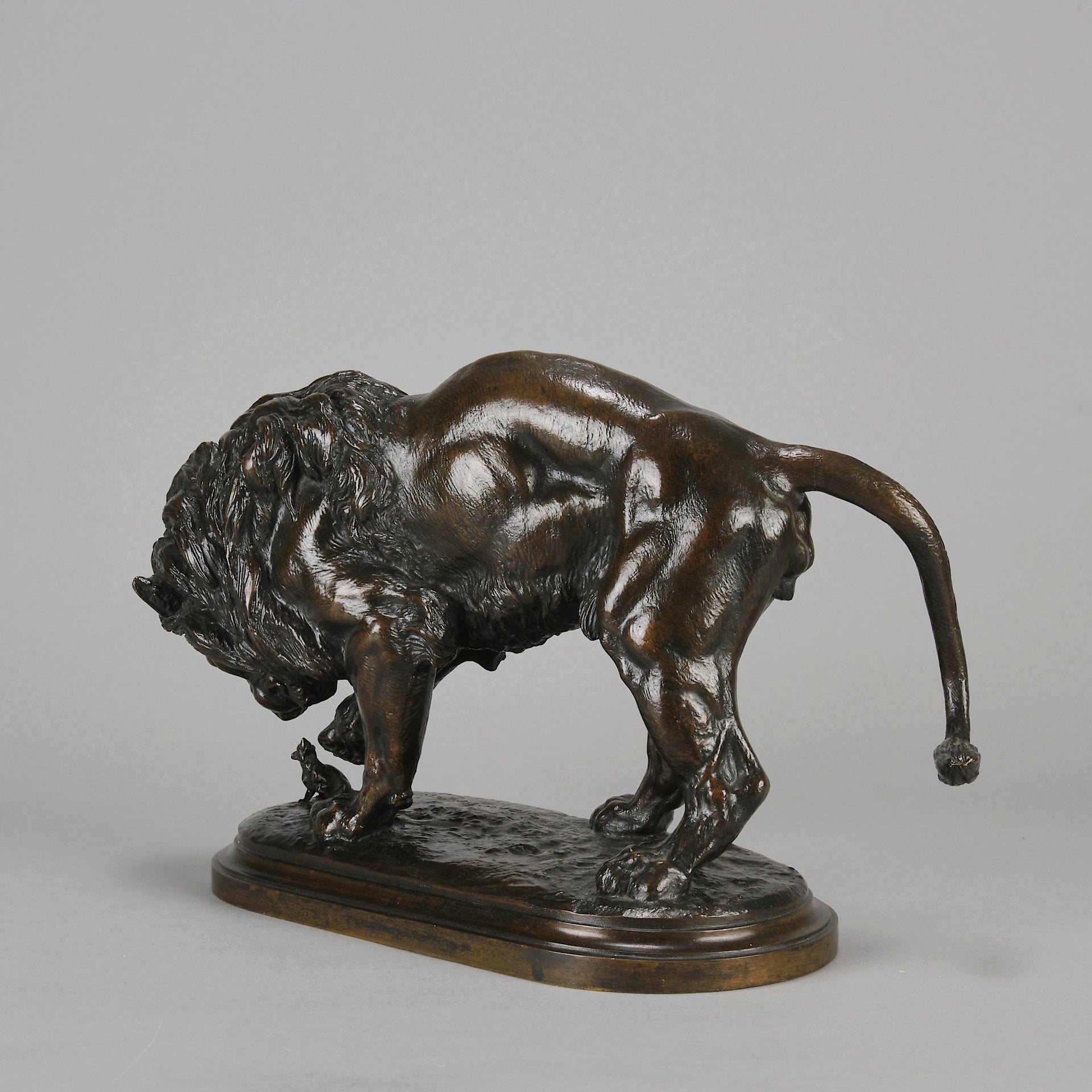 Animal Bronze - Isidore Bonheur Lion & Mouse - Hickmet Fine Arts