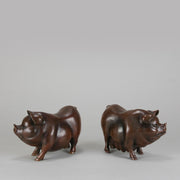 Italian Bronze "Boar and Sow" - Animalier Bronze - Hickmet Fine Arts