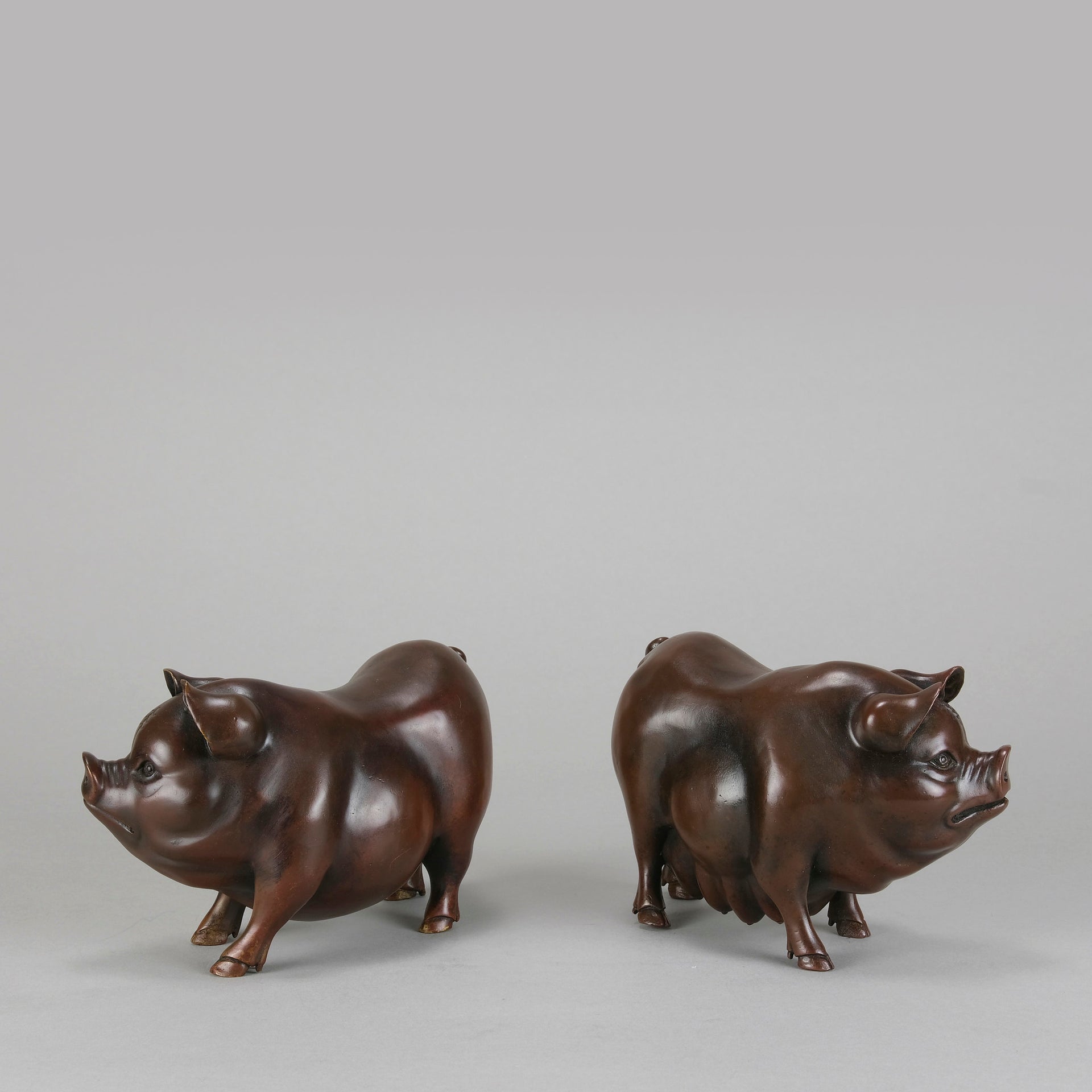 Italian Bronze "Boar and Sow" - Animalier Bronze - Hickmet Fine Arts