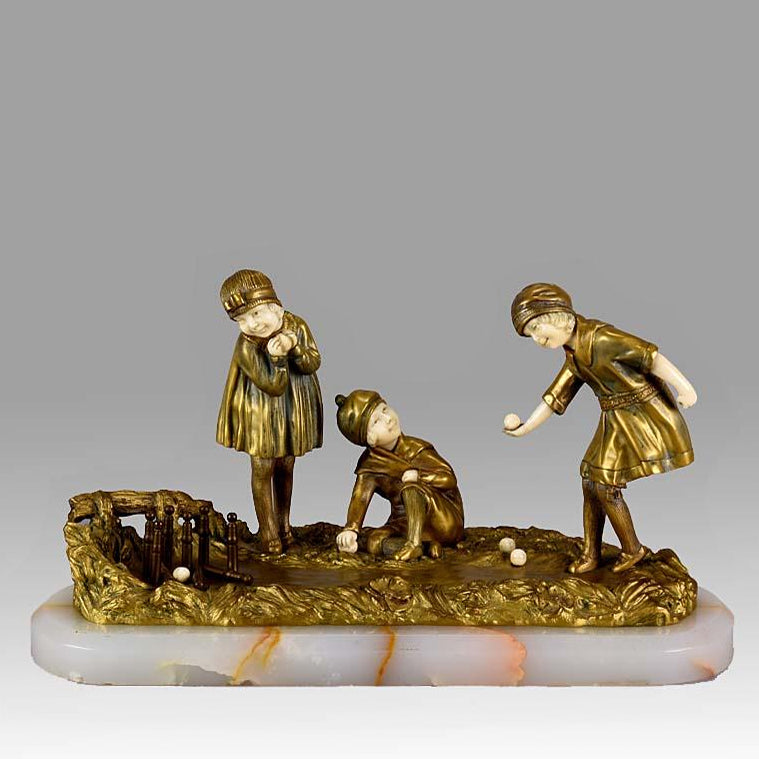 Demetre Chiparus Art Deco Sculpture - Jeu des Quilles - Chiparus Bronze - Hickmet Fine Arts