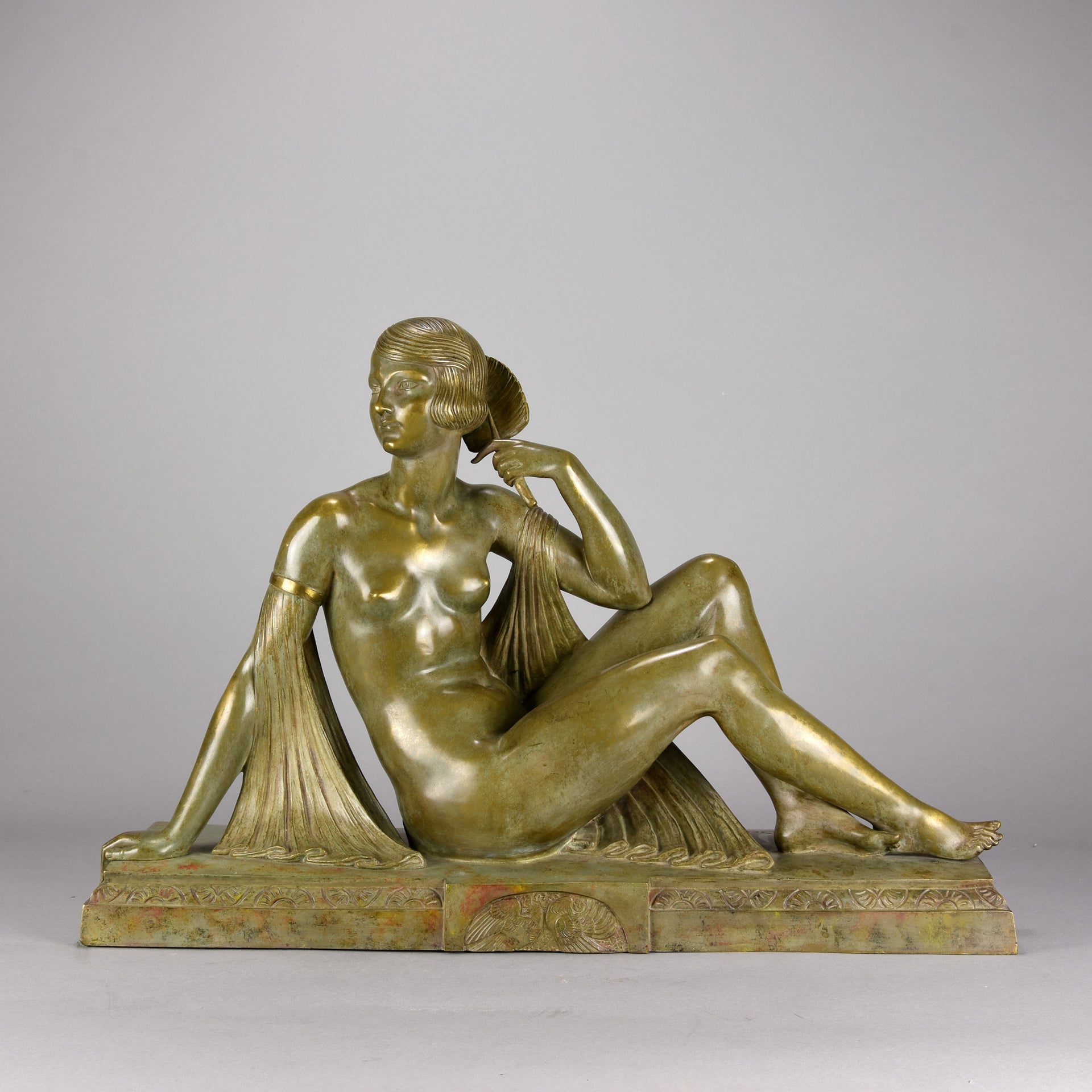 Joseph Descomps Art Deco Bronze - Seated Dancer - Hickmet Fine Arts