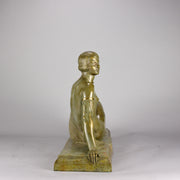 Joseph Descomps Art Deco Bronze - Seated Dancer - Hickmet Fine Arts