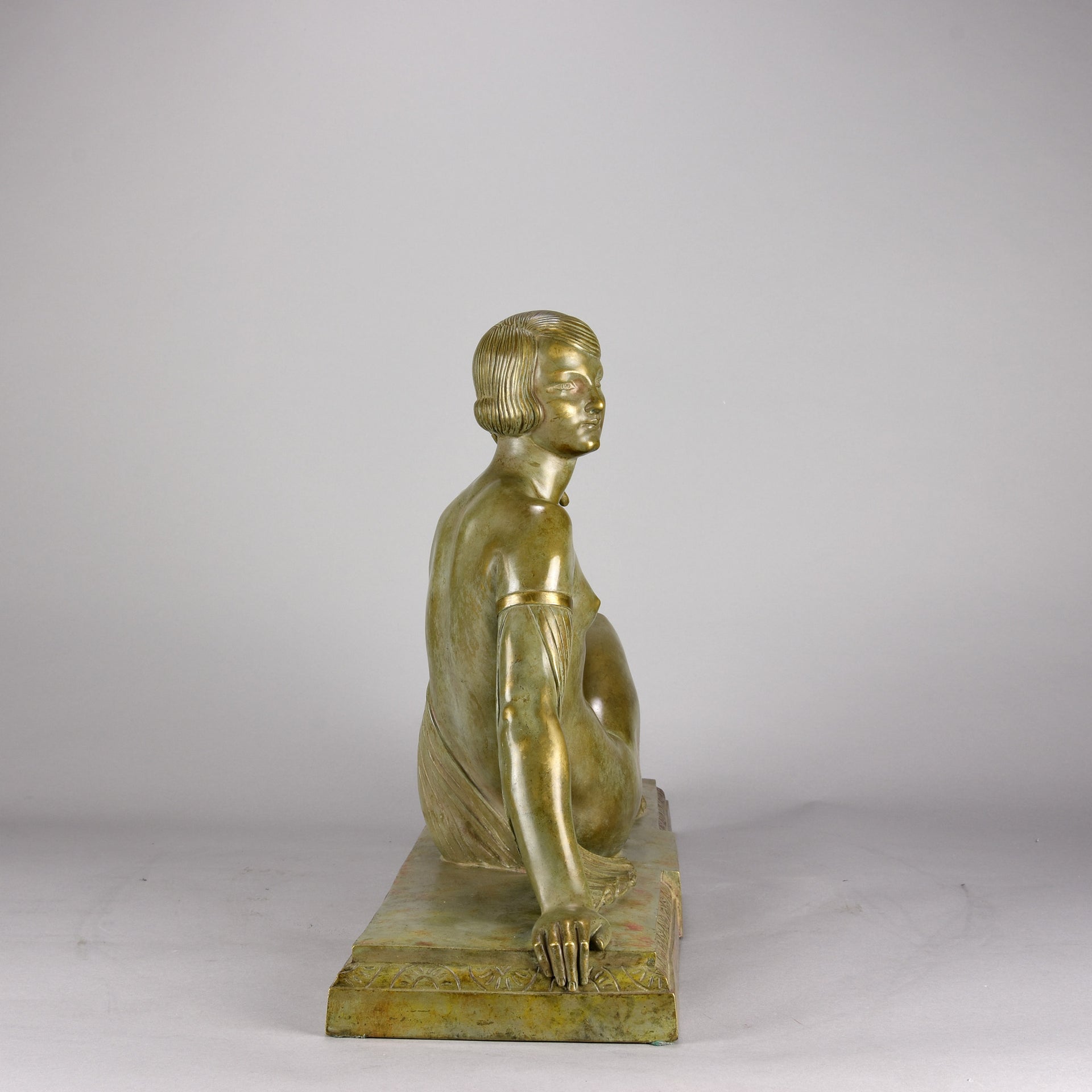 Joseph Descomps Art Deco Bronze - Seated Dancer - Hickmet Fine Arts
