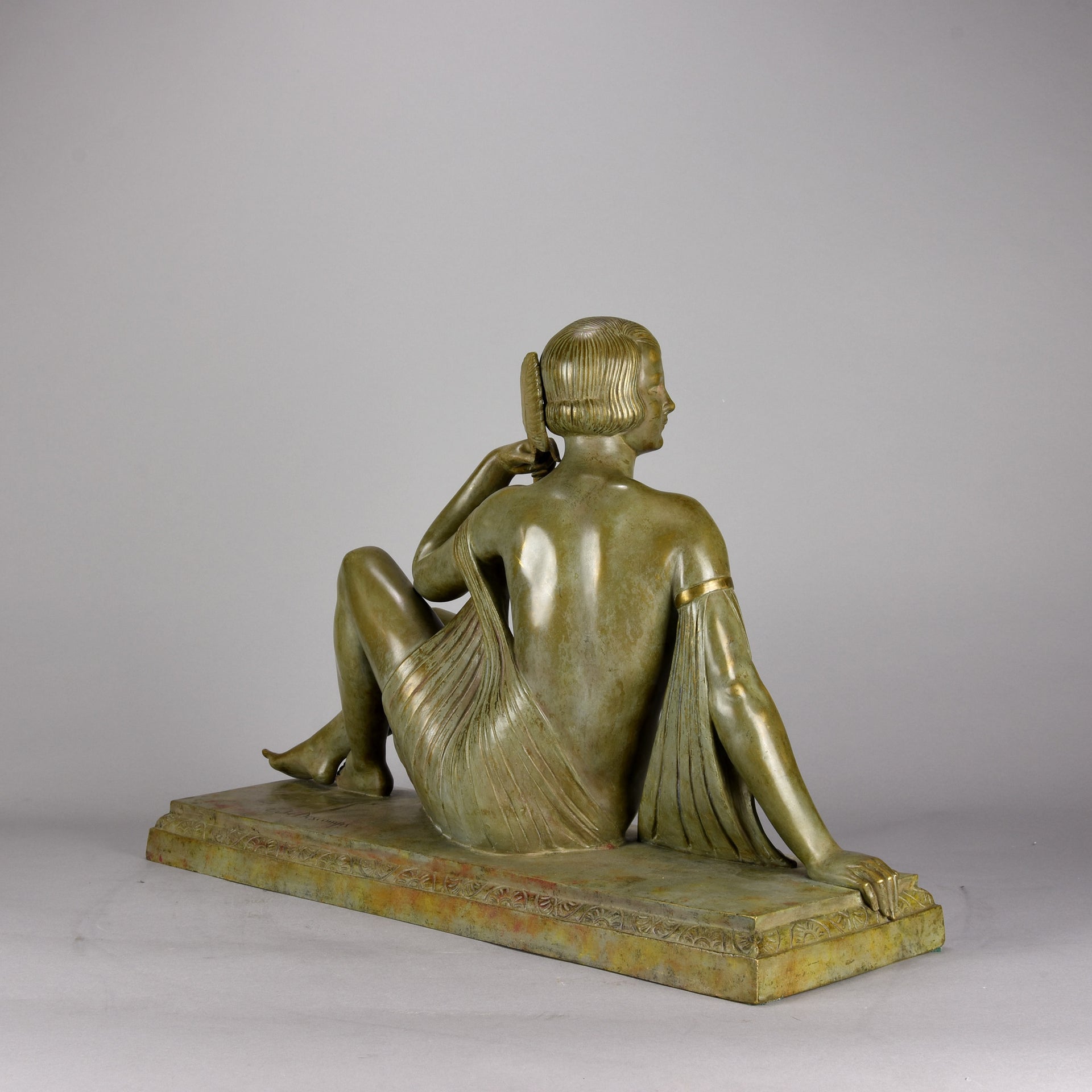 Joseph Descomps Art Deco Bronze - Seated Dancer - Hickmet Fine Arts