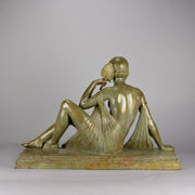 Joseph Descomps Art Deco Bronze - Seated Dancer - Hickmet Fine Arts