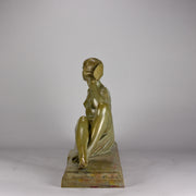 Joseph Descomps Art Deco Bronze - Seated Dancer - Hickmet Fine Arts