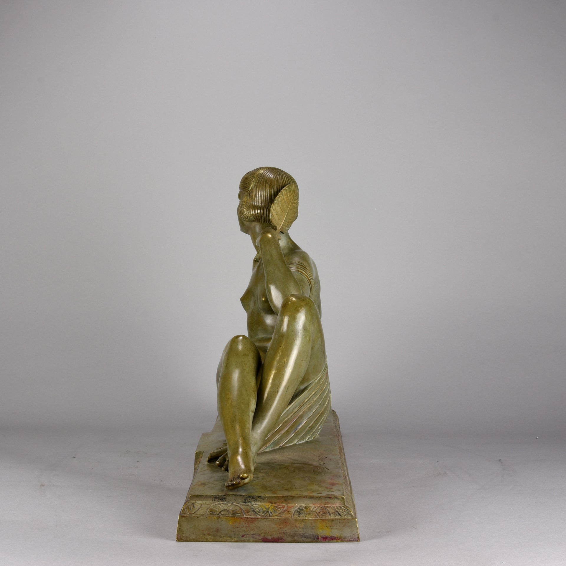Joseph Descomps Art Deco Bronze - Seated Dancer - Hickmet Fine Arts
