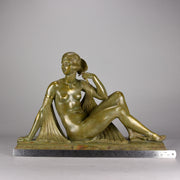Joseph Descomps Art Deco Bronze - Seated Dancer - Hickmet Fine Arts