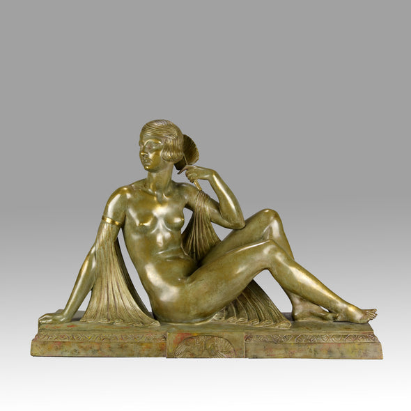 Joseph Descomps Art Deco Bronze - Seated Dancer - Hickmet Fine Arts